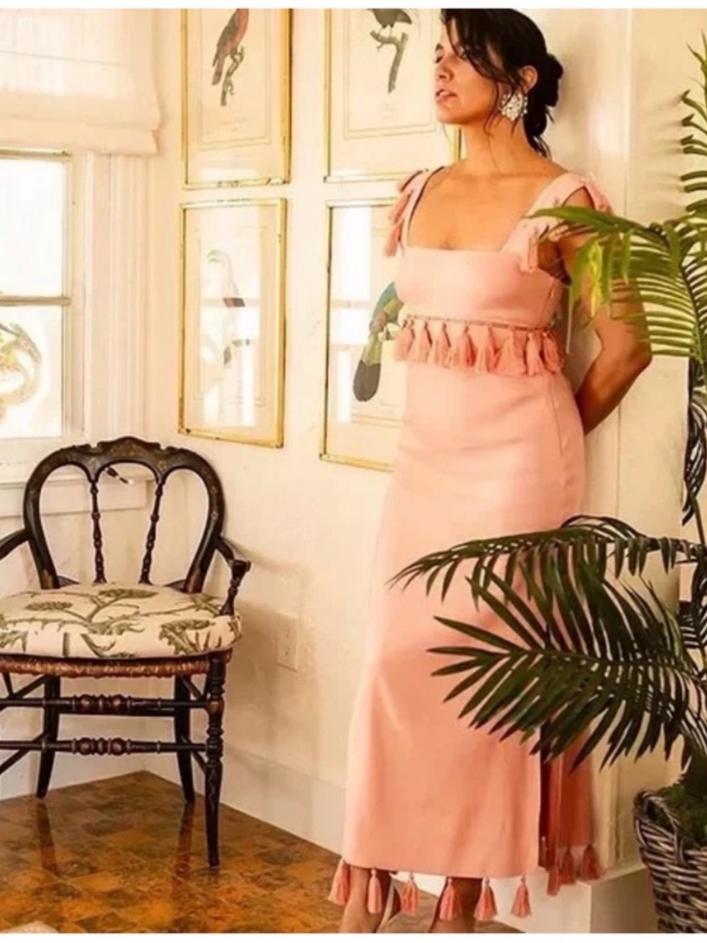 ANTONIO MELANI Peach Tassel Off-Shoulder Maxi Dress - Picture 5 of 9